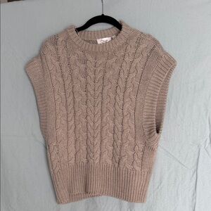 RD Style Cable Knit Sleeveless Sweater - Beige